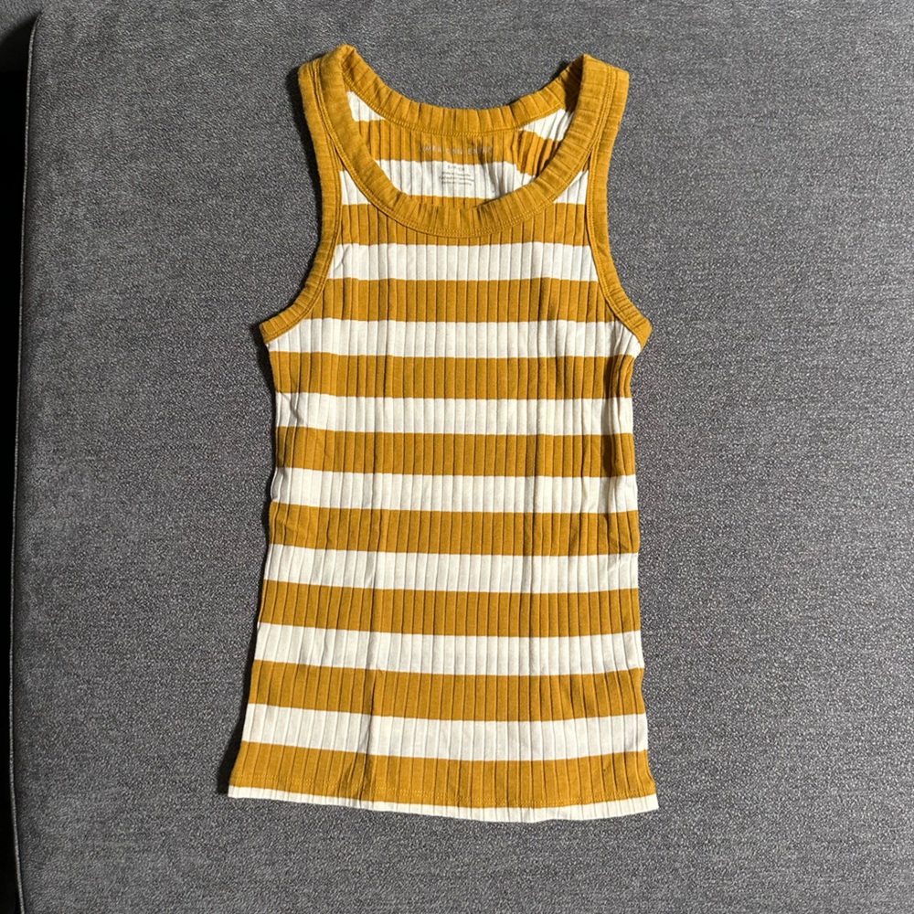 American Eagle Outfitters Yellow and White Striped Tank Top